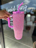 Simply Southern Pink Rhinestone Tumbler 40 OZ CUP WITH STRAW