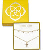 KS Amelia Cross Necklace Gift Set Gold White Crystal