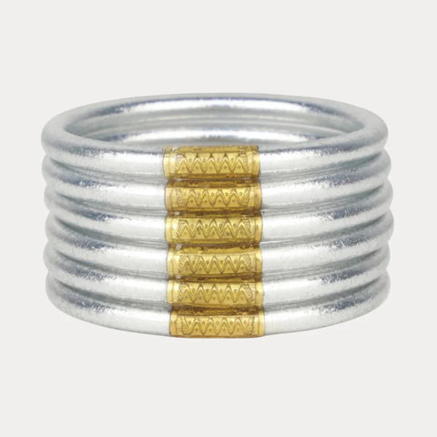 Silver All Weather Bangles (Set of 6) - Serenity Prayer