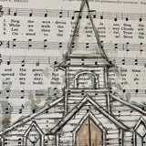 Old Church Song Print, Church Wall Art, Spiritual Home Decor