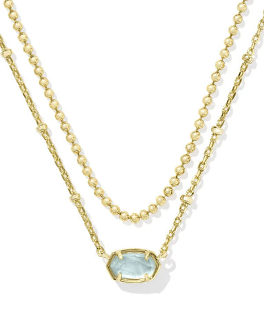 KS Emilie Gold Multi Strand Necklace (Light Blue Illusion)