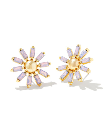 KS Madison Daisy Stud Earrings In Gold (Pink Opal Crystal)