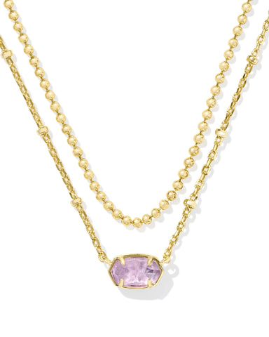 KS Emilie Gold Multi Strand Necklace (Purple Amethyst)