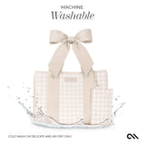Case-Mate Special Edition Jelly Tote w/ Phone Pouch Latte Gingham Bow
