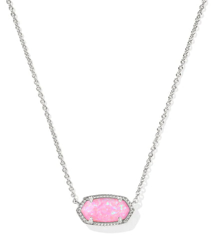 KS Elisa Silver Short Pendant Necklace (Carnation Kyocera Opal)