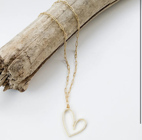 19" Paperclip w/ Pearl Heart