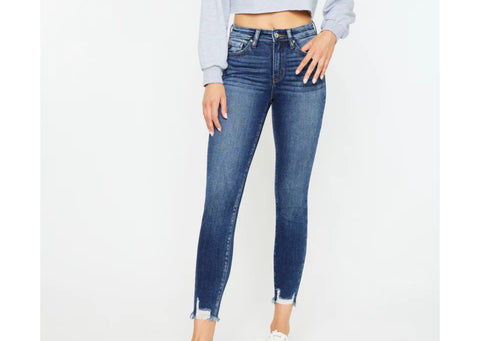 HIGH RISE RAW HEM ANKLE SKINNY JEANS