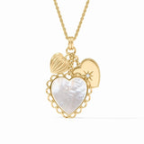 Heart Trio Charm Pendant - Gold - Mother Of Pearl