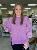 Acid Wash F/Terry Exposed-Seam Sweatshirt