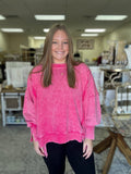 Acid Wash F/Terry Exposed-Seam Sweatshirt