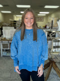 Acid Wash F/Terry Exposed-Seam Sweatshirt