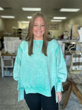 Acid Wash F/Terry Exposed-Seam Sweatshirt