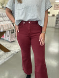 Acid Washed High Waist Frayed Hem Bootcut Pants