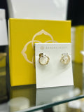 KS Mallory Crustal Huggie Earrings Gold Metal White CZ