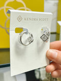 Mallory Crystal Huggie Earrings Rhod Metal White CZ
