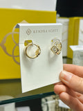 KS Mallory Crustal Huggie Earrings Gold Metal White CZ