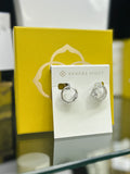 Mallory Crystal Huggie Earrings Rhod Metal White CZ