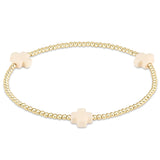 signature cross gold pattern 2mm bead bracelet
