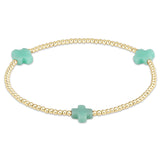 signature cross gold pattern 2mm bead bracelet