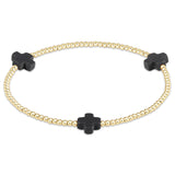signature cross gold pattern 2mm bead bracelet