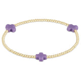 signature cross gold pattern 2mm bead bracelet