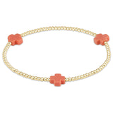 signature cross gold pattern 2mm bead bracelet