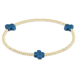 signature cross gold pattern 2mm bead bracelet