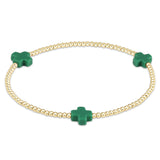 signature cross gold pattern 2mm bead bracelet
