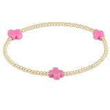 signature cross gold pattern 2mm bead bracelet