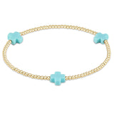 signature cross gold pattern 2mm bead bracelet