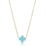 16" necklace gold - signature cross turquoise
