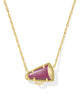 KS Cheer Short Pendant Necklace Gold Maroon Magnesite