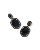 KS Daphne Enamel Frame Gold Drop Earrings (Black Agate)