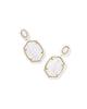 KS Daphne Enamel Frame Gold Drop Earrings (White Mother-of-Pearl)