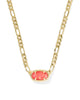 KS Elisa Gold Figaro Chain Short Pendant Necklace (Papaya Iridescent Mother-of-Pearl)