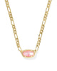 KS Elisa Gold Figaro Chain Short Pendant Necklace (Pink Iridescent Mother-of-Pearl)