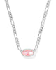 KS Elisa Silver Figaro Chain Short Pendant Necklace (Pink Iridescent Mother-of-Pearl)
