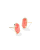 KS Grayson Gold Stone Stud Earrings (Papaya Iridescent Mother-of-Pearl)