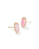 KS Grayson Gold Stone Stud Earrings (Pink Iridescent Mother-of-Pearl)