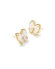KS Haley Bow Gold Stud Earrings (Ivory Mother-of-Pearl)