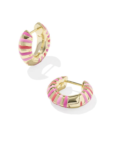 KS Mikki Gold Enamel Huggie Earrings (Pink Mix)