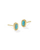 KS Mini Ellie Gold Stud Earrings (Light Teal Lab Grown Opal)