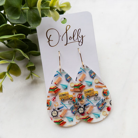 O’Lolly Acrylic School Teardrop Earrings - Teacher Appreciation