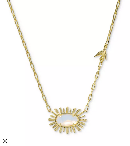 KS Elisa Bird Gold Short Pendant Necklace (Opalite Illusion)