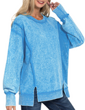 Acid Wash F/Terry Exposed-Seam Sweatshirt