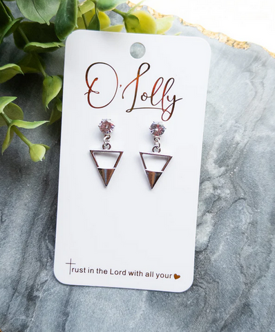 O’Lolly Silver Clear Stud w/Triangle Charm