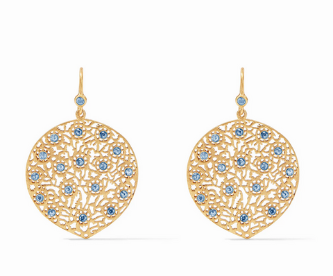 Peacock Earring - Gold - Chalcedony Blue CZ