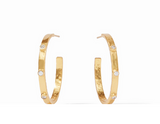 Crescent Stone Hoop - Gold - Cubic Zirconia