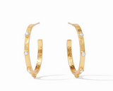Crescent Stone Hoop - Gold - Pearl