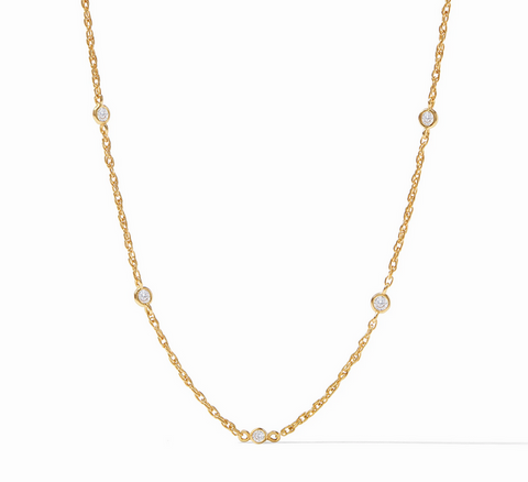 Celeste Delicate Station Necklace - Gold - Cubic Zirconia